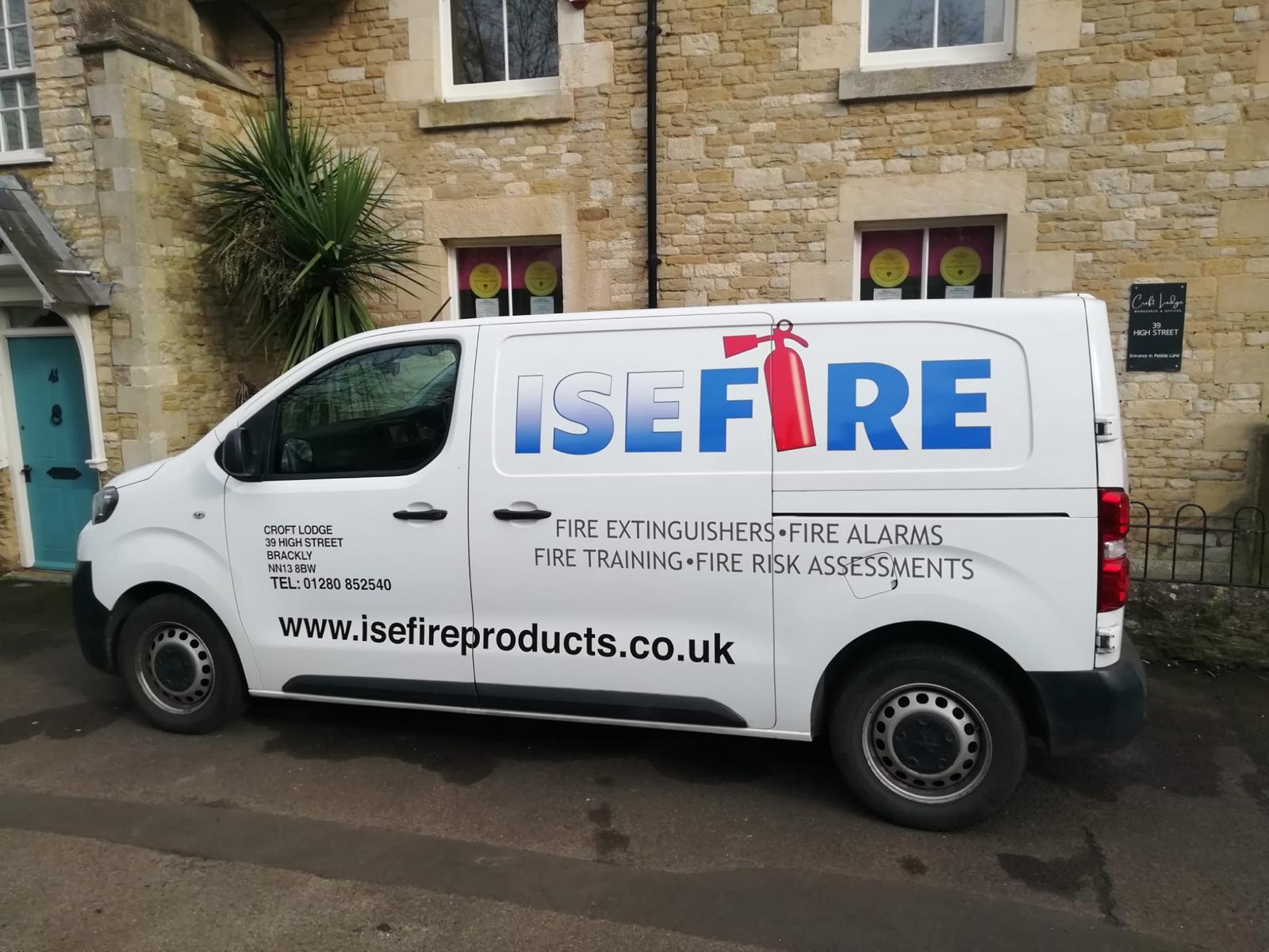 ISE Fire van parked by Brackley office entrance