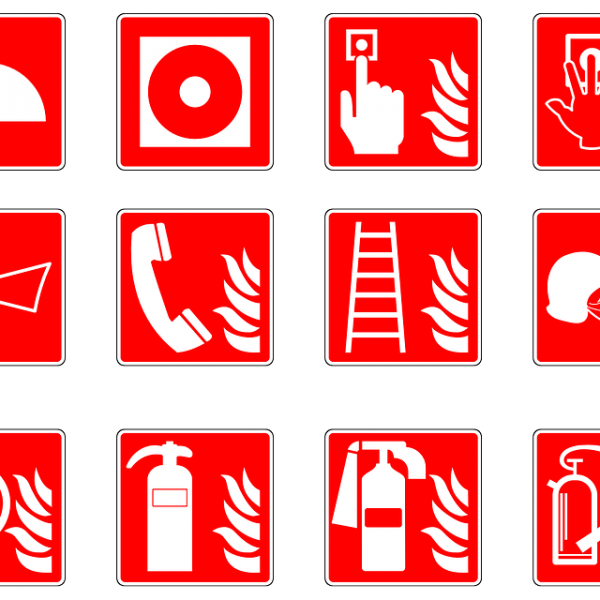 Fire emergency symbols.