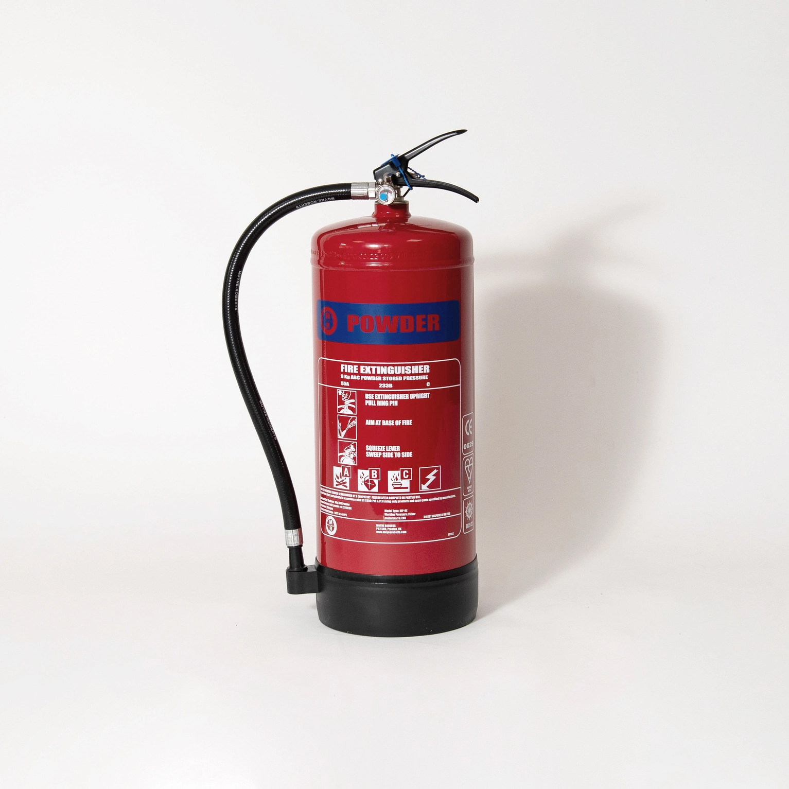 Blue fire extinguisher.