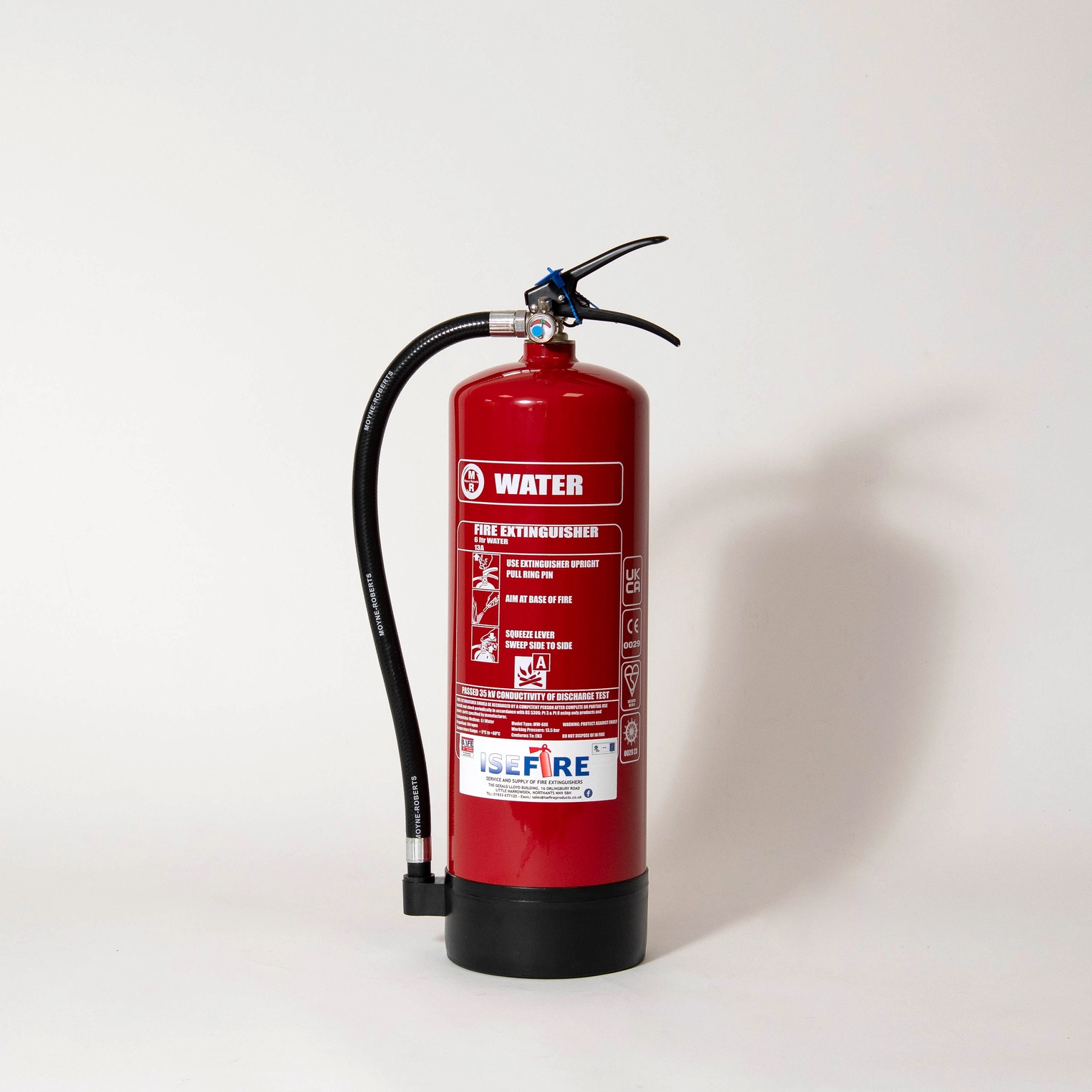 Red fire extinguisher.