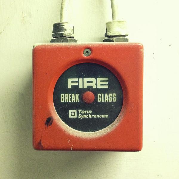 Fire alarm with glass.