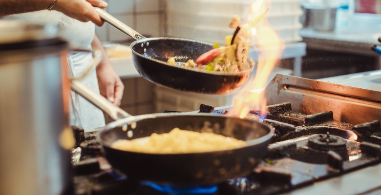 Hospitality restaurant kitchen.